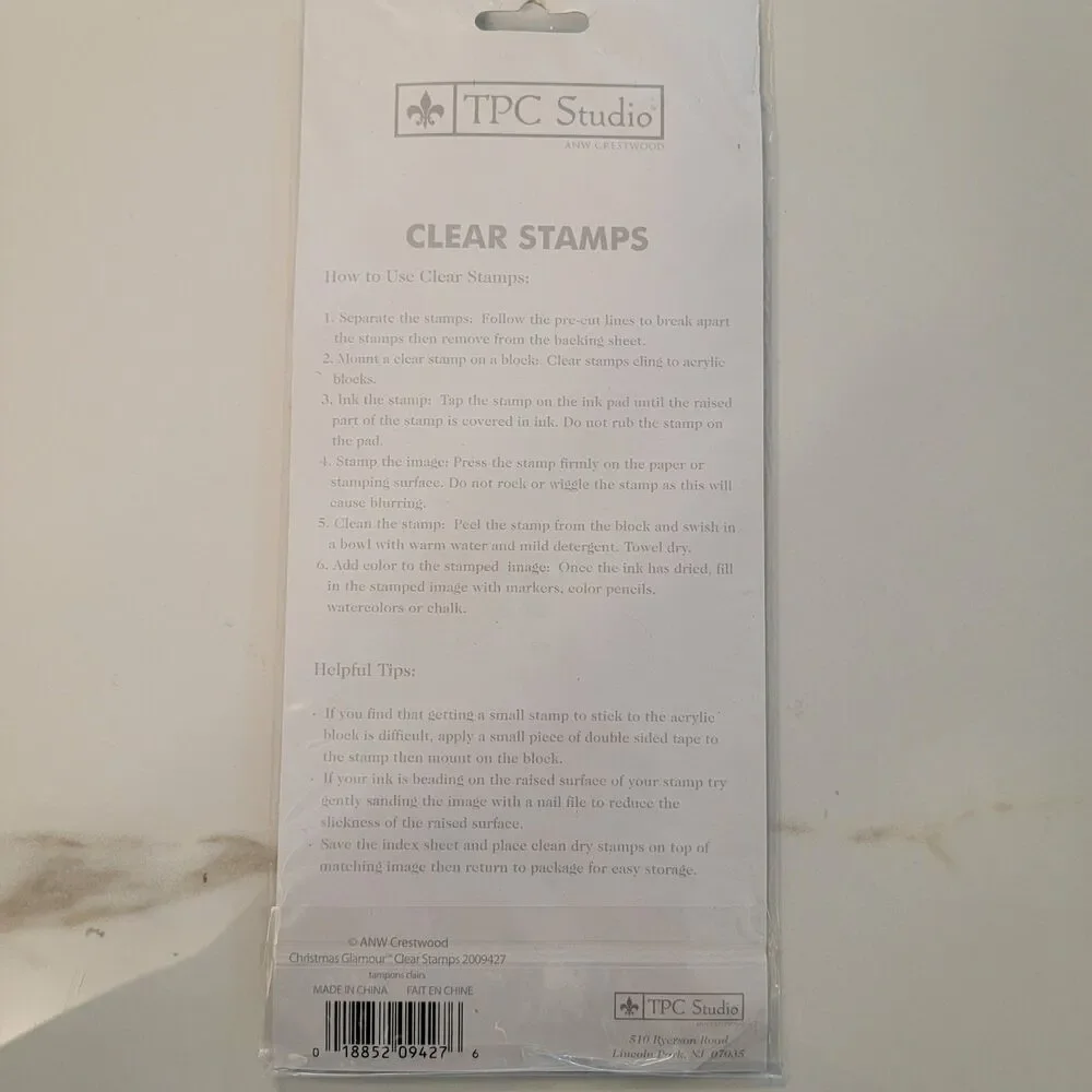 TPC Studio CHRISTMAS GLAMOUR Clear Cling Stamp Set of 15 Swirls Ornaments Flakes